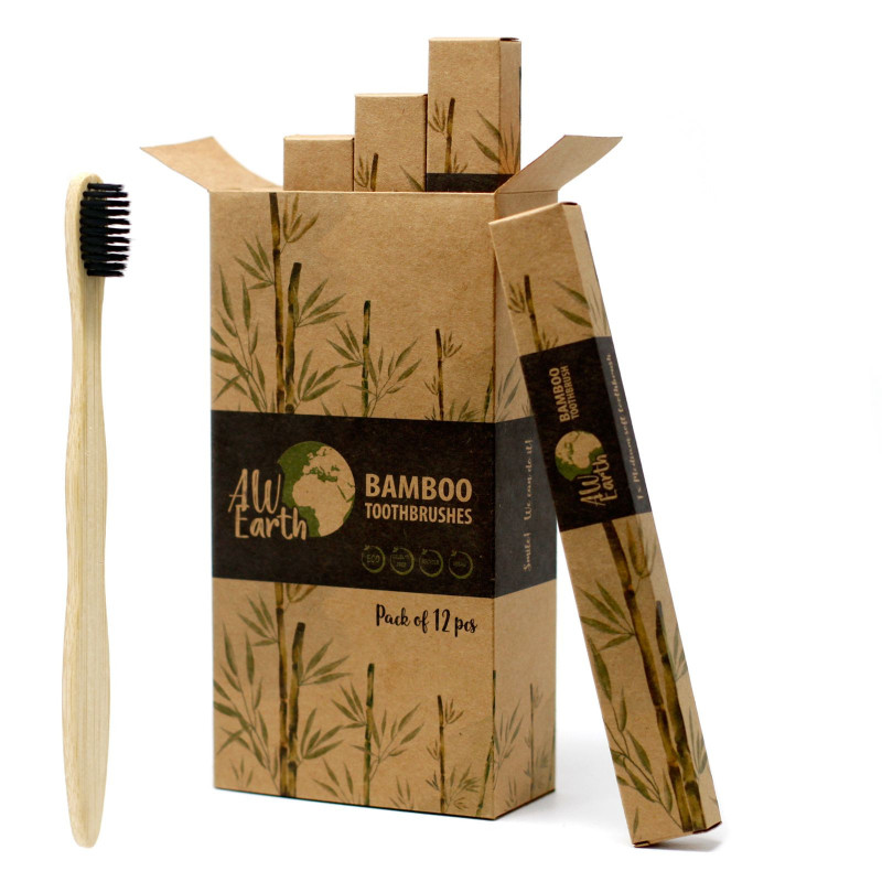 1 brosse à dents en bambou - Charbon de bois Medium Soft