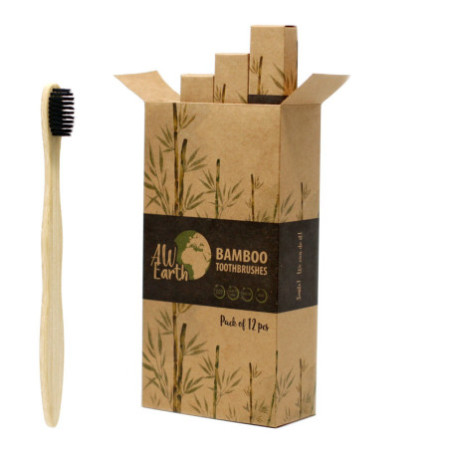 1 brosse à dents en bambou - Charbon de bois Medium Soft