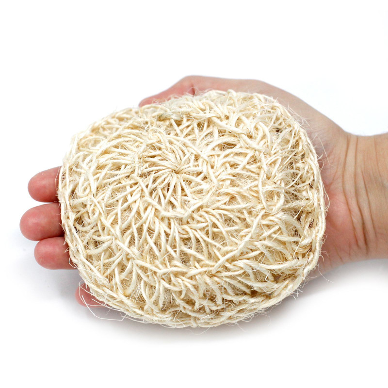 Éponge et gommage en sisal - Coussin exfoliant rond et doux