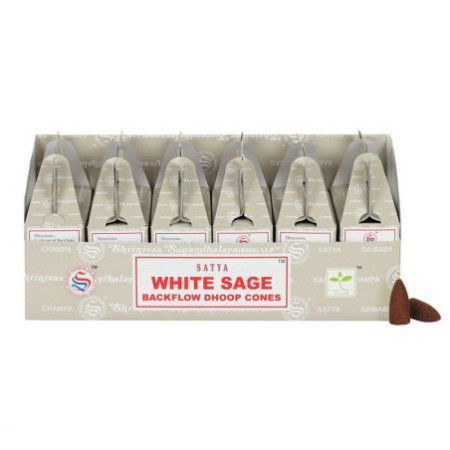 Cônes Dhoop à refoulement Satya - Sauge blanche (24 pièces)
