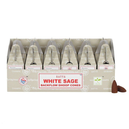 Cônes Dhoop à refoulement Satya - Sauge blanche (24 pièces)