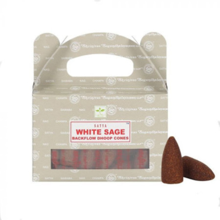 Cônes Dhoop à refoulement Satya - Sauge blanche (24 pièces)
