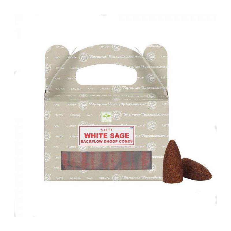 Cônes Dhoop à refoulement Satya - Sauge blanche (24 pièces)