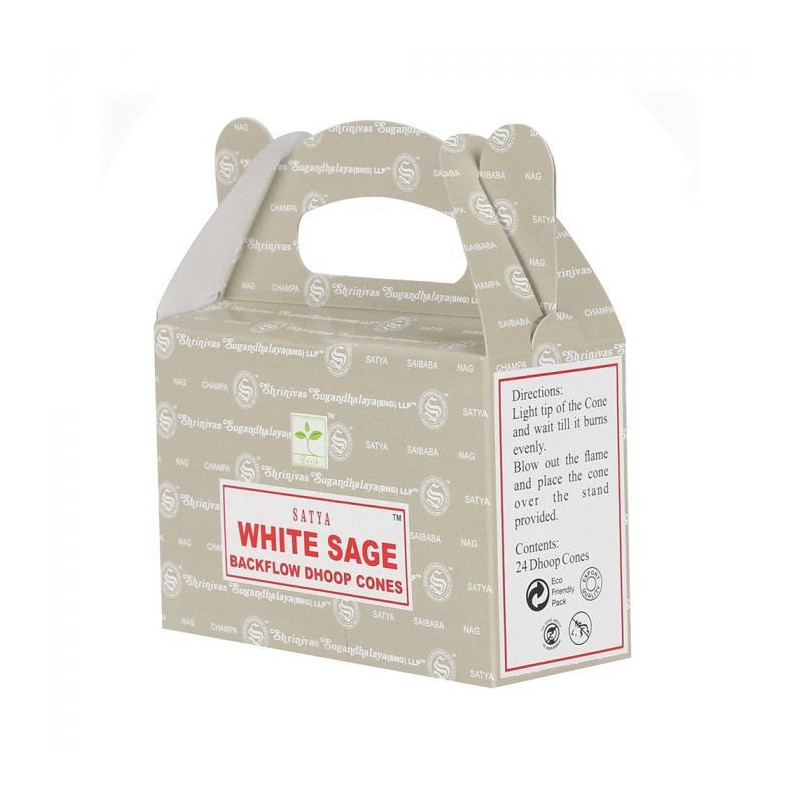 Cônes Dhoop à refoulement Satya - Sauge blanche (24 pièces)