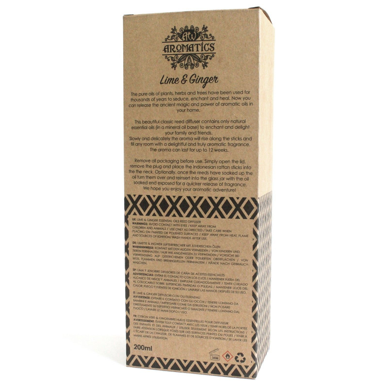 Diffuseur d'huiles essentielles de citron vert et de gingembre 200 ml