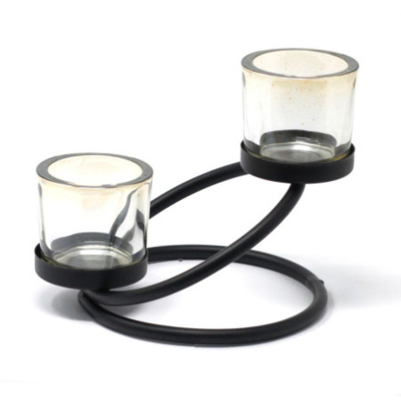 Bougeoir votif en fer pour pièce maîtresse - 2 tasses à double étage