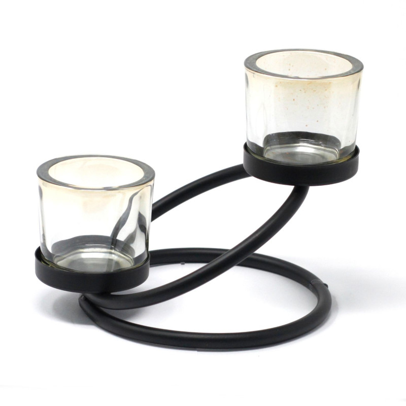 Bougeoir votif en fer pour pièce maîtresse - 2 tasses à double étage