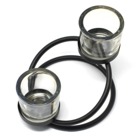 Bougeoir votif en fer pour pièce maîtresse - 2 tasses à double étage