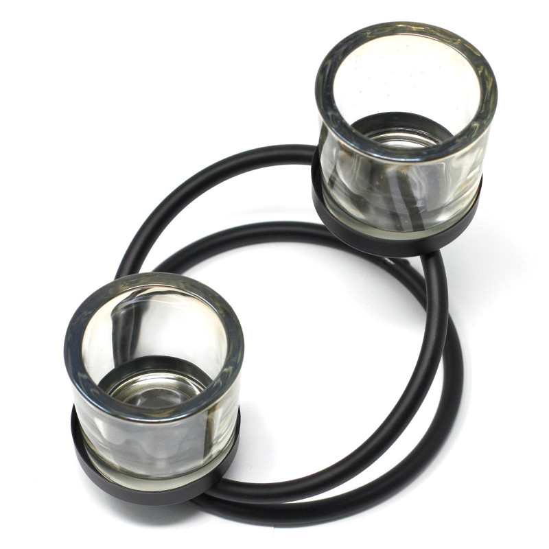 Bougeoir votif en fer pour pièce maîtresse - 2 tasses à double étage