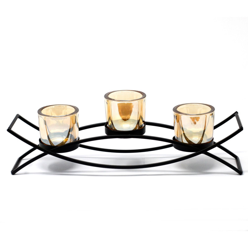 Bougeoir votif en fer pour pièce maîtresse - 3 tasses Silluethe