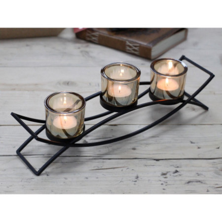 Bougeoir votif en fer pour pièce maîtresse - 3 tasses Silluethe