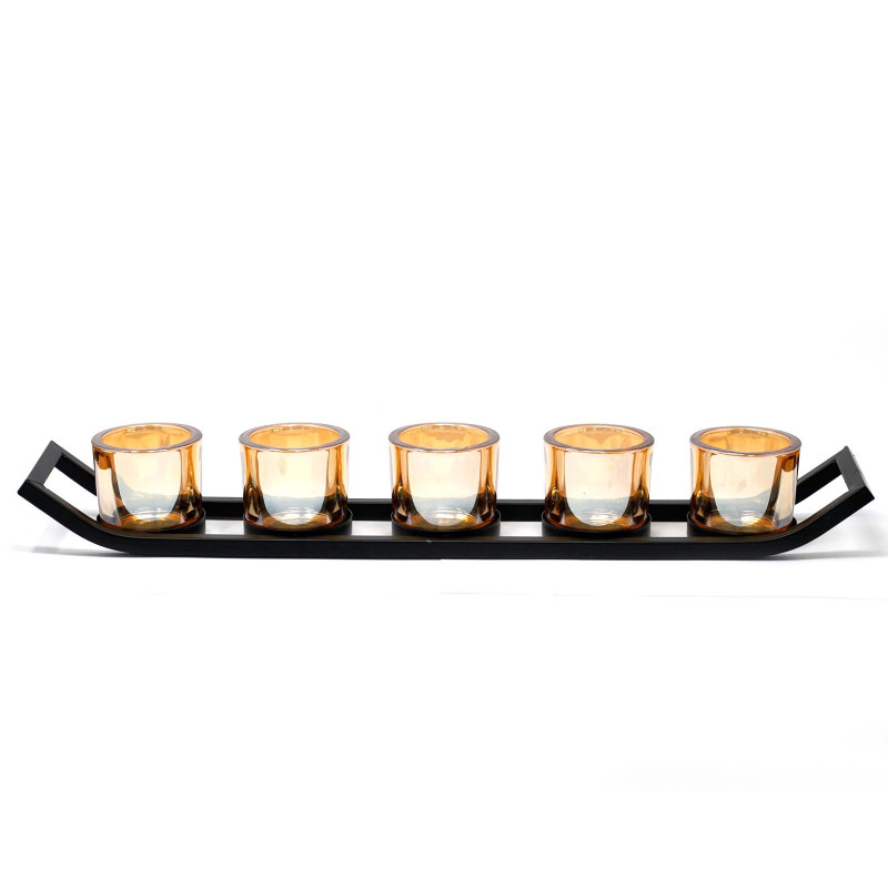 Bougeoir votif en fer pour pièce maîtresse - Rebord pour 5 tasses