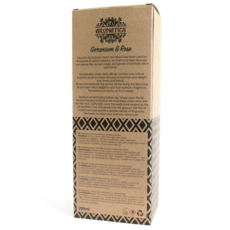 Diffuseur d'huiles essentielles de géranium et de rose 200 ml