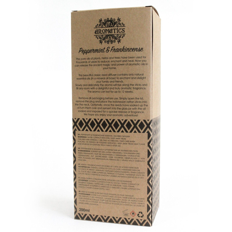 Diffuseur d'huiles essentielles de menthe poivrée et d'encens 200 ml