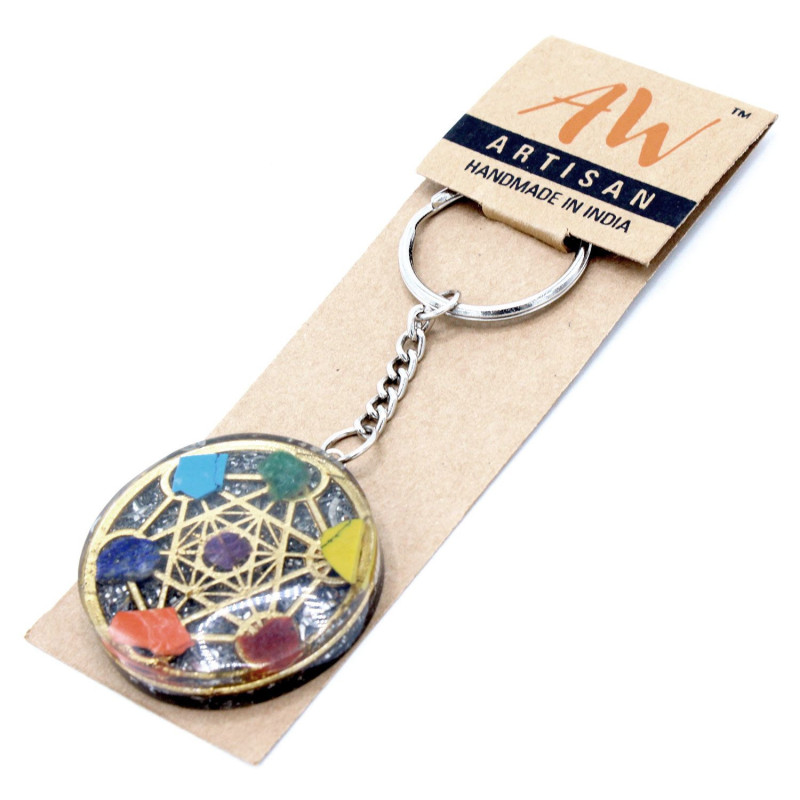 Porte-clés Orgonite Power - Sept chakras ronds