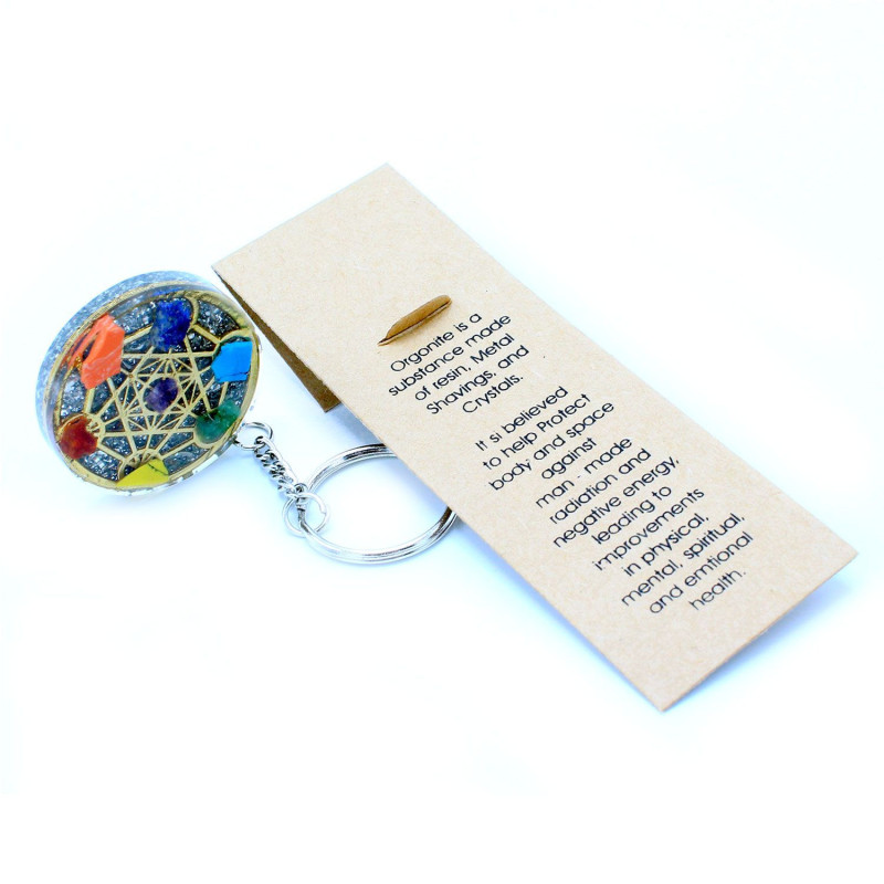 Porte-clés Orgonite Power - Sept chakras ronds