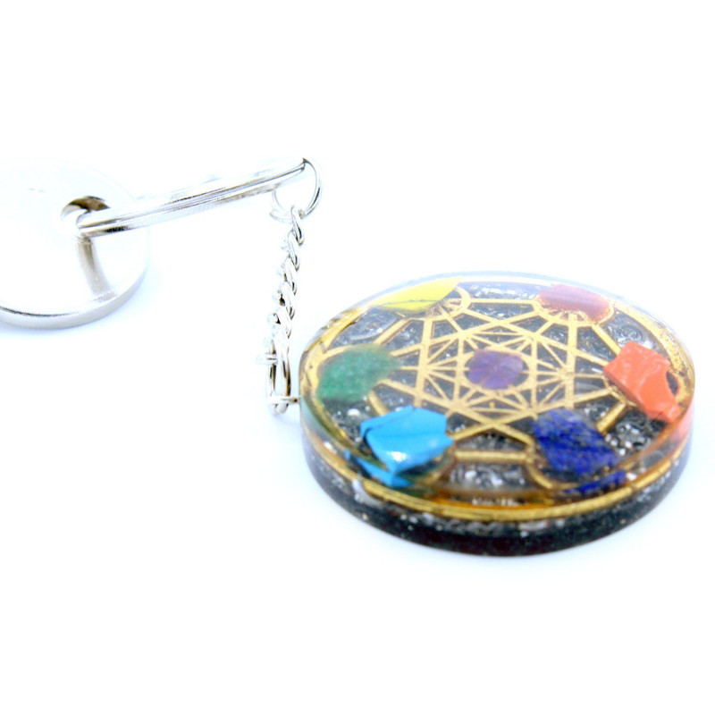 Porte-clés Orgonite Power - Sept chakras ronds