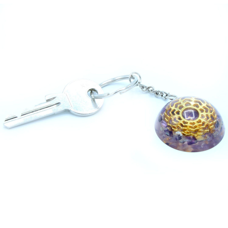 Porte-clés Orgonite Power - Cœur Mandala Améthyste
