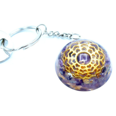 Porte-clés Orgonite Power - Cœur Mandala Améthyste