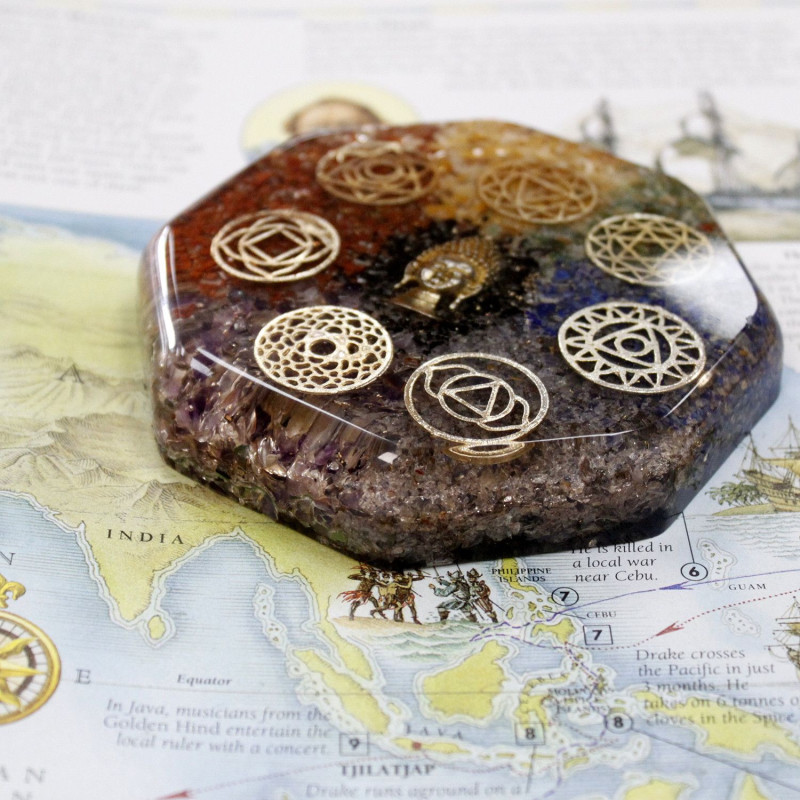 Blocs d'alimentation de bureau en orgonite - Chakra du Bouddha - Grand
