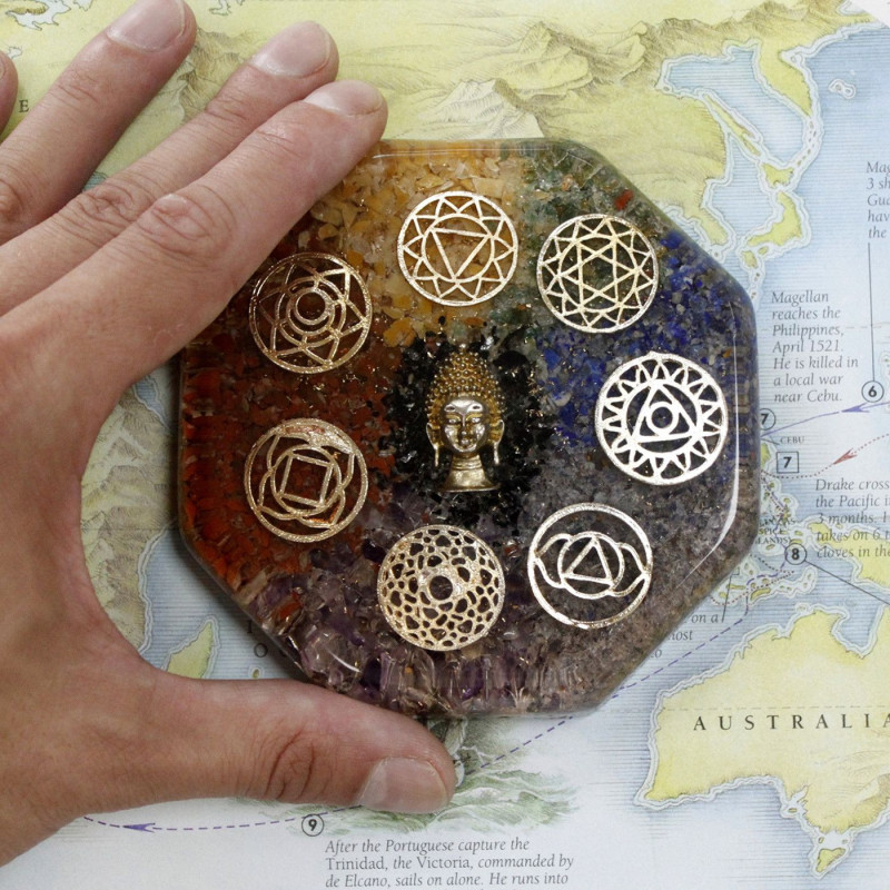 Blocs d'alimentation de bureau en orgonite - Chakra du Bouddha - Grand