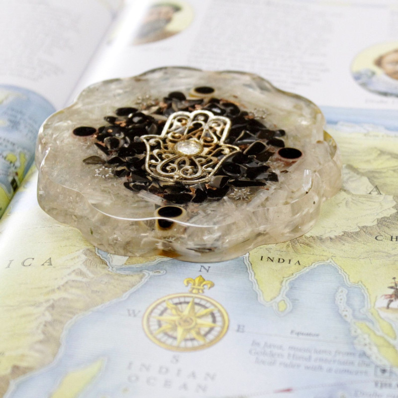 Packs d'alimentation de bureau en orgonite - Hamsa avec sellonite - Moyen