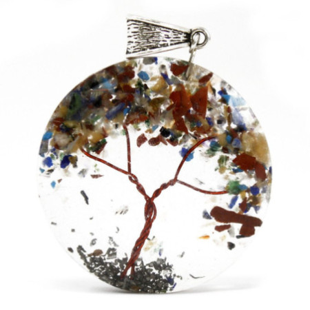 Pendentif Orgonite Power - Arbre Améthyste Rond