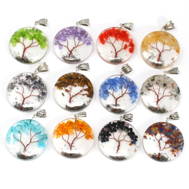 Pendentif Orgonite Power - Arbre Améthyste Rond