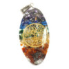 Pendentif Orgonite Power - Chakra Ovale à 7 Pierres avec Arbre