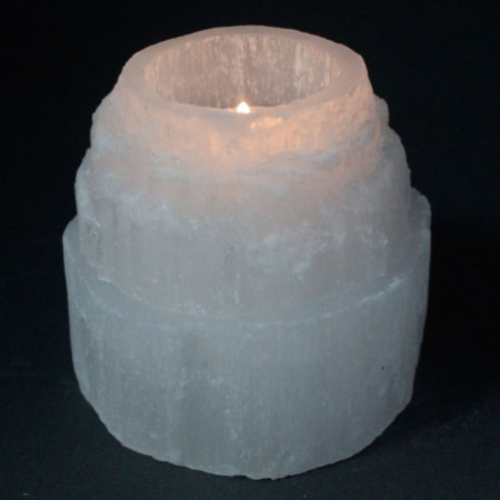 Bougeoir en sélénite au sommet d'une montagne - 8 cm