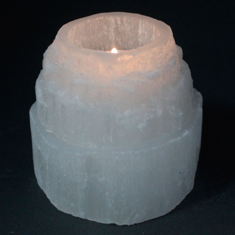 Bougeoir en sélénite au sommet d'une montagne - 8 cm