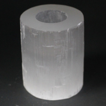 Bougeoir cylindrique en sélénite - 10 cm