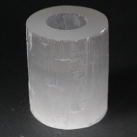 Bougeoir cylindrique en sélénite - 10 cm