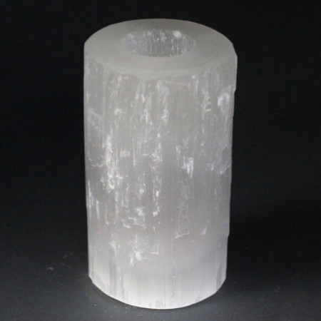 Bougeoir cylindrique en sélénite - 15 cm
