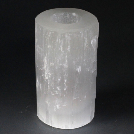Bougeoir cylindrique en sélénite - 15 cm
