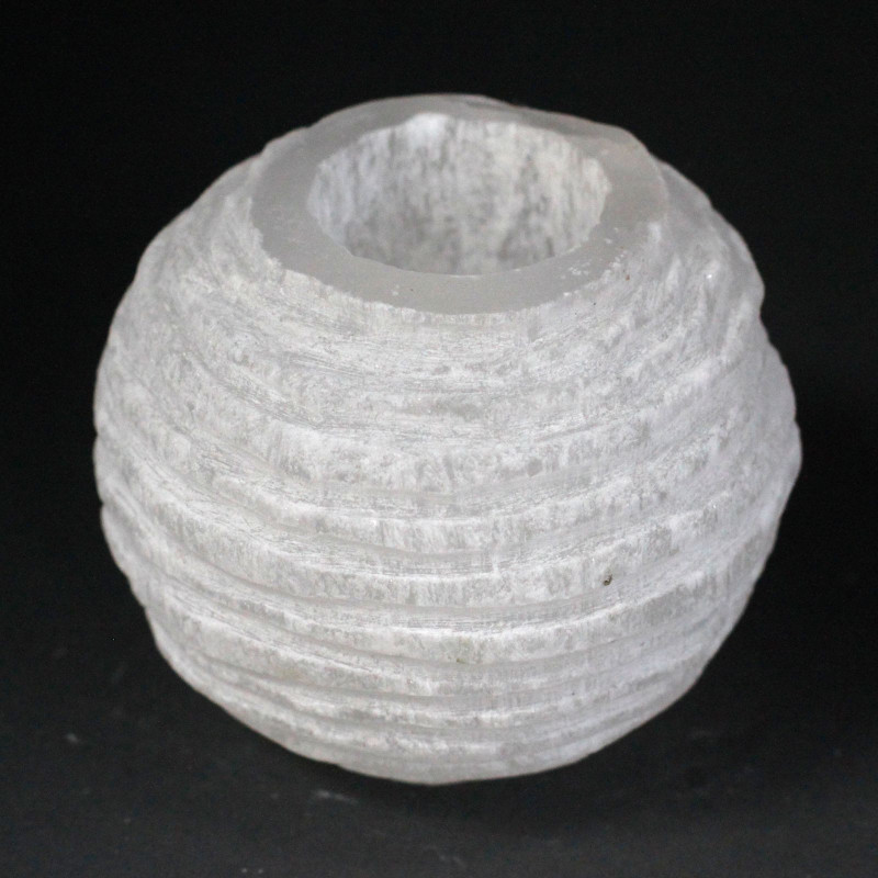 Bougeoir boule de neige en sélénite - 8 cm