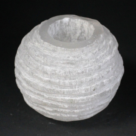 Bougeoir boule de neige en sélénite - 8 cm