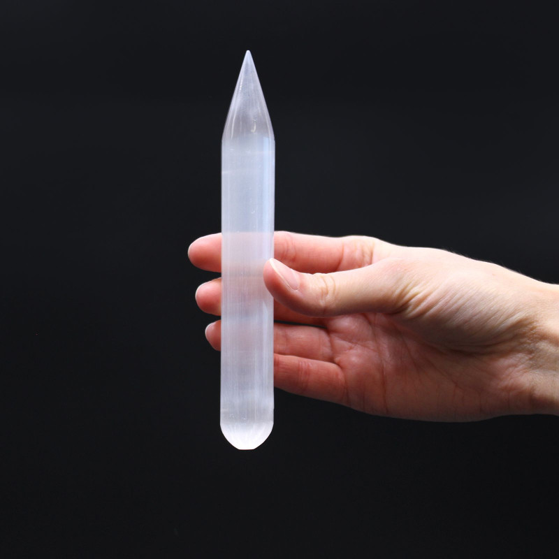 Baguette de sélénite - 16 cm (extrémité pointue)