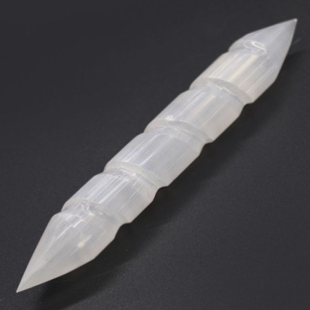Baguettes spirales en sélénite - 16 cm (pointez les deux extrémités)