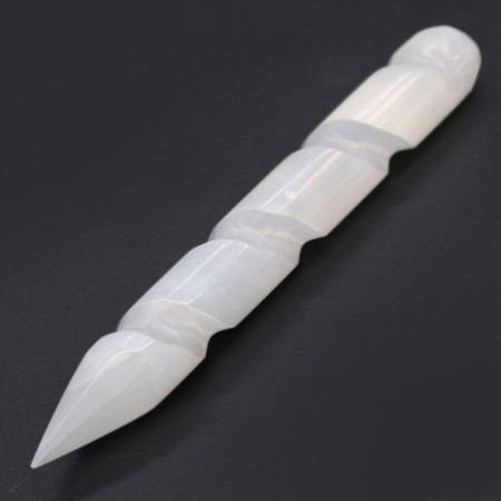Baguettes spirales en sélénite - 16 cm (extrémités pointe un)