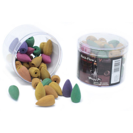 Pot de cônes d'encens à reflux assortis (environ 45)