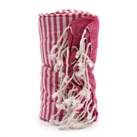 Serviette Pario en coton - 100x180 cm - Rose vif