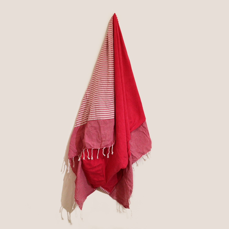 Serviette Pario en coton - 100x180 cm - Rose vif