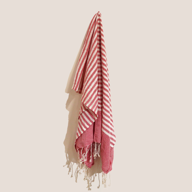 Jeté Pario en coton - 100x180 cm - Rose vif