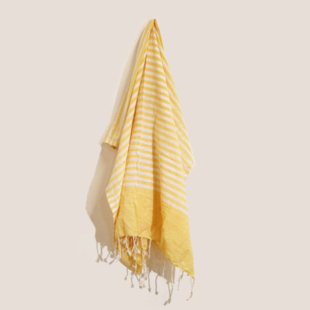 Jeté Pario en coton - 100x180 cm - Jaune soleil