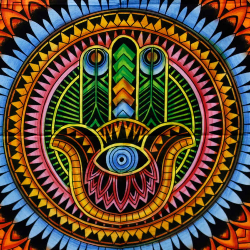 Décoration murale en coton brossé à la main - Hamsa