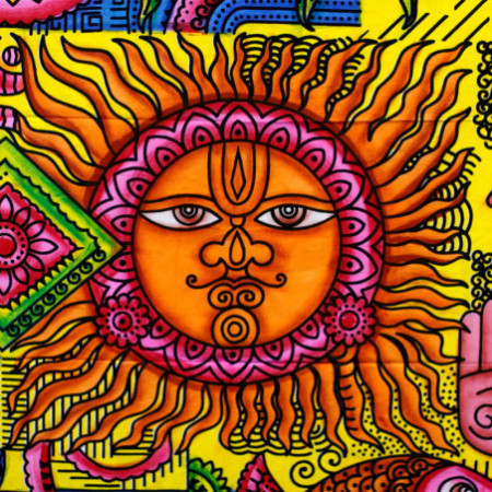 Décoration murale en coton brossé à la main - Soleil