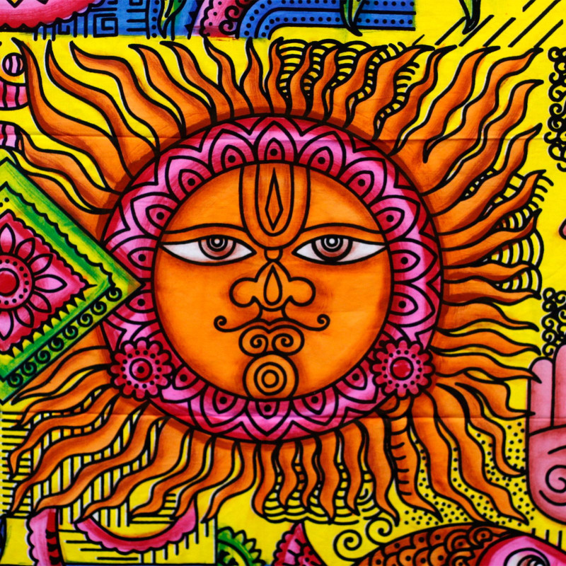 Décoration murale en coton brossé à la main - Soleil