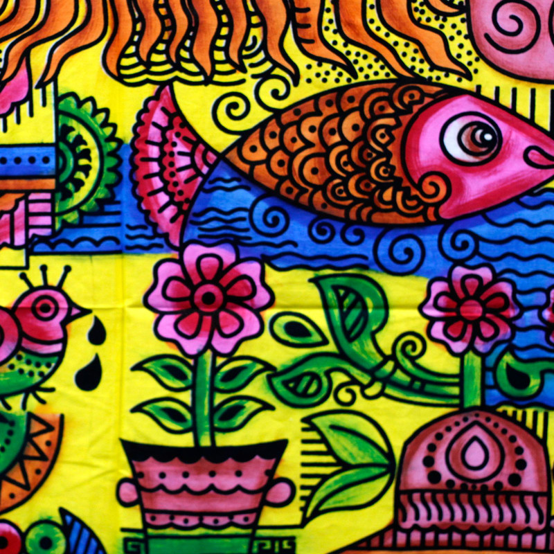 Décoration murale en coton brossé à la main - Soleil