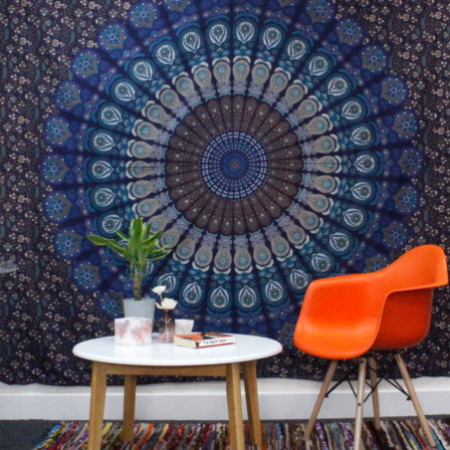 Couvre-lit double en coton + tenture murale - Mandala classique 230 cm x 200 cm